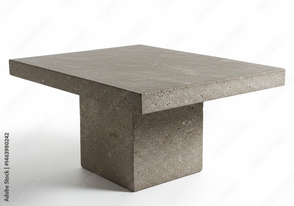 Poster modernist gray rectangular block table on white studio background