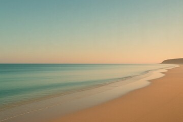 AI-generated serene beach scene with calm waves and a pastel sky at sunset.