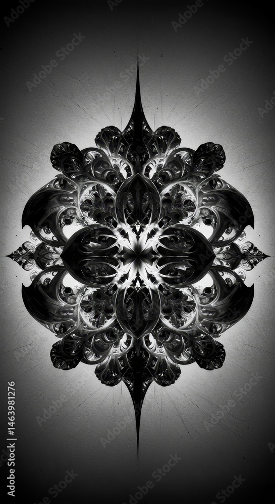Aufkleber monochrome abstract symmetric pattern with intricate geometric design