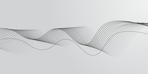 Fototapeta premium Abstract vector background with black wavy lines. Vector dynamic llustration.