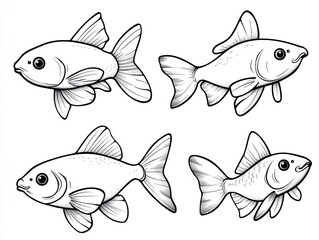 Fototapeta premium Four fish illustrations