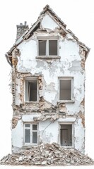 Fototapeta premium Weathered White Two Story House Showing Extensive Decay