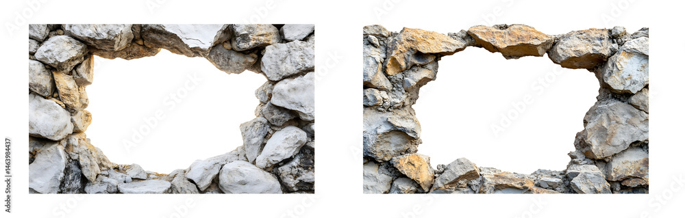 Poster different colored pools, both set within a natural stone enclosure. isolated on transparent backgrou
