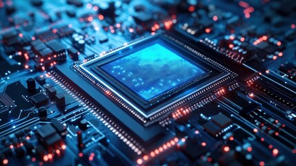 Obraz premium High-Tech Central Processing Unit, Futuristic Motherboard