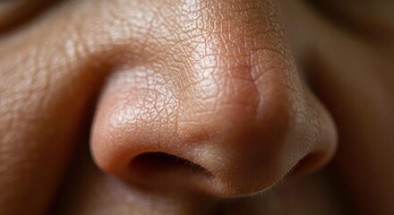 Fototapeta premium Close-up of human nose showing skin details