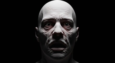 Realistic Image Stressed Man Face Dark Portrait Horror Nightmare