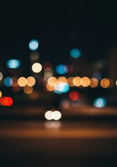 Night City Bokeh with Red Blue and Orange Circular Lights