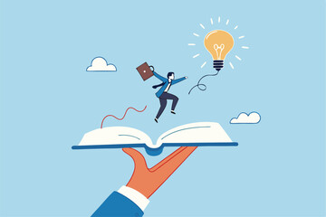 Businessman Inspired By Knowledge And Education Achieving Bright Idea Success