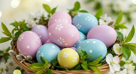 Obraz premium Colorful Easter eggs in a nest