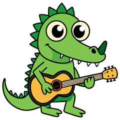 Fototapeta premium Crocodile standing holding a guitar