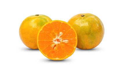 Tangerine orange fruit on a white background.