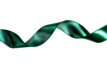 Green ribbon, decorative swirl element, isolated, cut out transparent