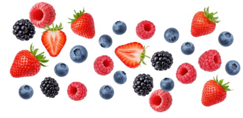 Flying berries fruit cut out