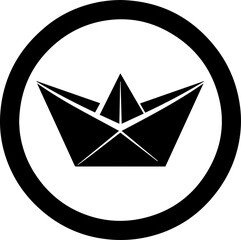 Origami Paper Boat Silhouette Icon