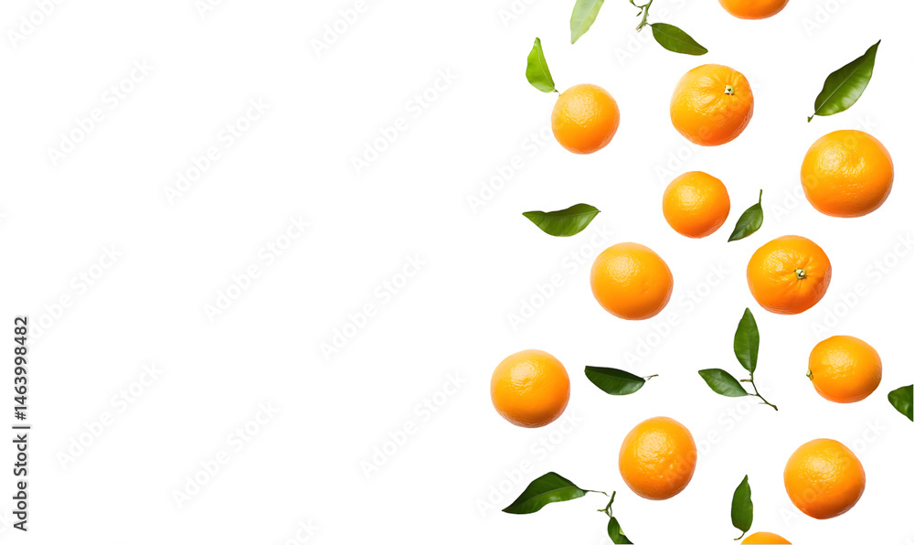 Poster oranges on branches for nature frame isolated on transparent background