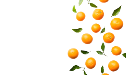 oranges on branches for nature frame isolated on transparent background