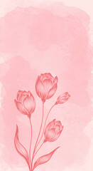 Pastel Pink Watercolor Floral Illustration Background