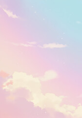 Pastel Sky Background Abstract Illustration Featuring Soft Clouds and Hues