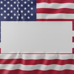 Patriotic American Flag Background Blank White Card Template