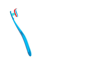 Blue toothbrush with color toothpaste, transparent background. Copy space.