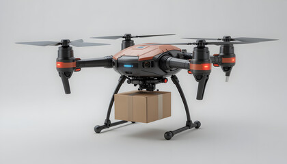 Drone Transporting a Cardboard Box for Shipment