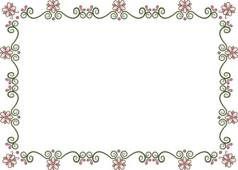 Rectangular garland with flowers. Illustration made with a garland of flowers on a white background creating a rectangular border.