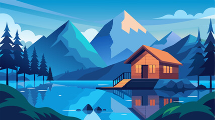 perched on the edge of a tranquil lake the cozy cabin offers an immersive experience in the heart of the mountains with the sounds of nature as the only soundtrack.