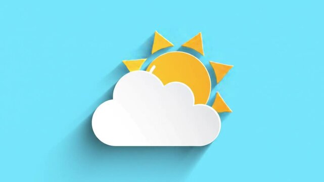 Sun and cloud illustration against blue sky background