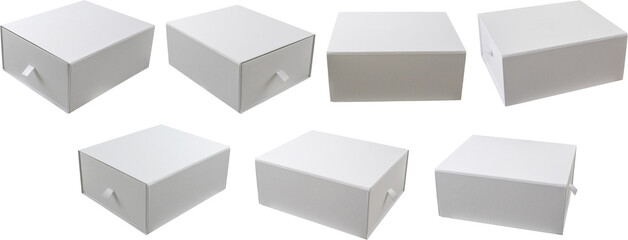 Mockup white box set isolated on white background