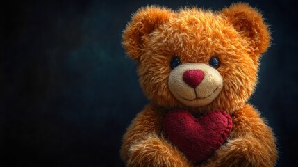 Fototapeta premium A teddy bear holding a red heart
