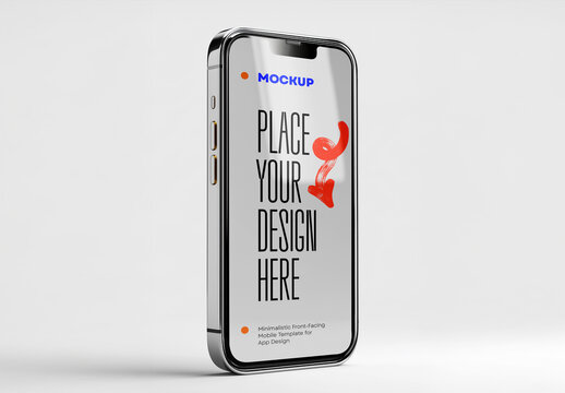 Isometric Smartphone Mockup with Transparent Reflection &ndash; Clean Front-Facing Mobile Display Template for App UI Showcase and Branding Presentation