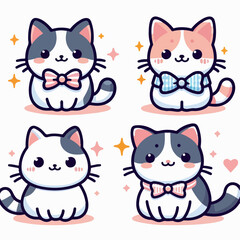 Illustration set of cute cats