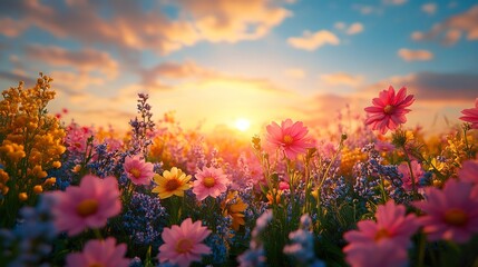 sunset over the field