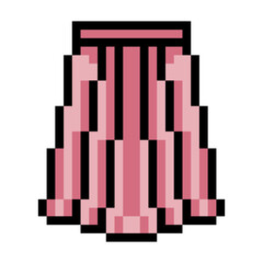 Pleated skirt with pixel art isolated on white background