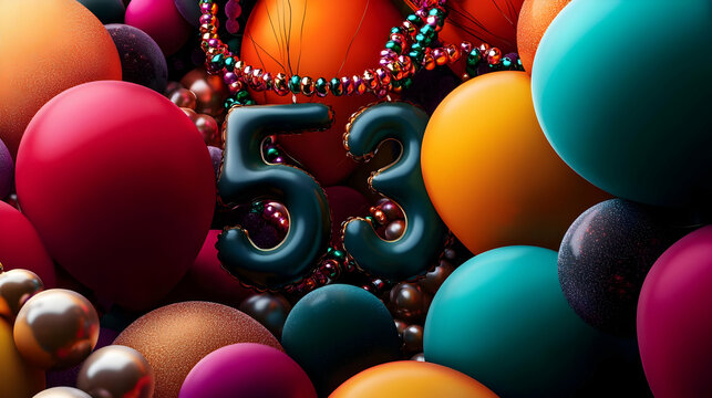 Colorful Balloons Number 53 Decorations