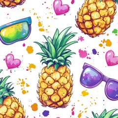 Pineapple Paradise: A Vibrant Watercolor Summer Print