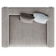 Contemporary Sofa with Rounded Armrests and Gold Legs &ndash; Top View
