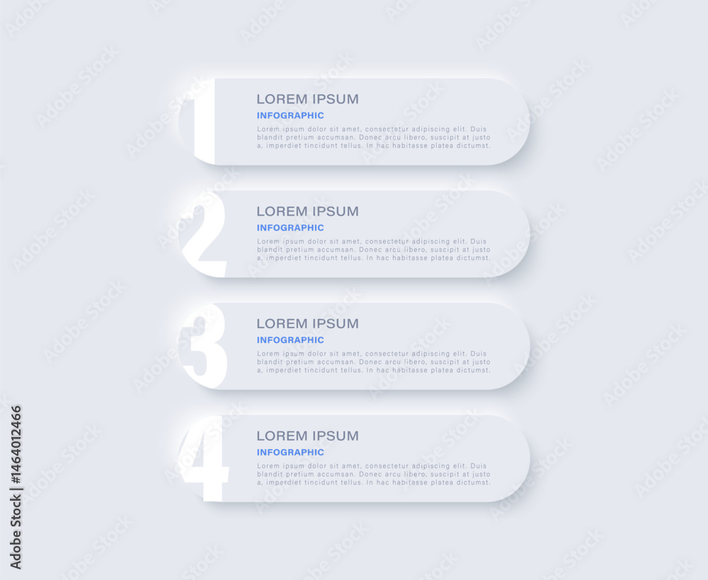 Poster flowchart infographic in neumorphism style. business concept with 4 options or steps