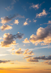 Obraz premium Photo of Dramatic Sky Landscape With Sunset Clouds At Golden Hour