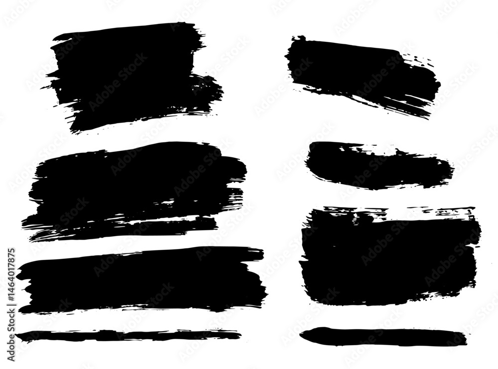 Aufkleber Vector brush stroke textures of long and rectangle shapes. Paint text boxes and paintbrush collection. Grunge banners for authentic design vibe. Painted backgrounds. Wide and thin brush elements