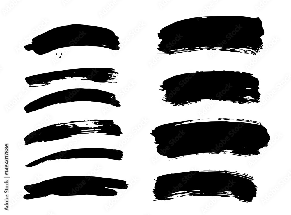 Leinwandbilder vector brush stroke textures of long and rectangle shapes. paint text boxes and paintbrush collectio