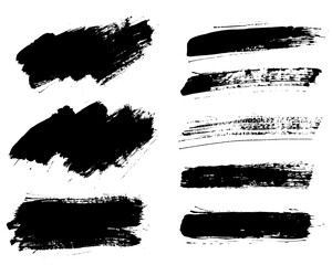Vector brush stroke textures of diagonal and rectangle shapes. Paint text boxes and paintbrush collection. Grunge banners for authentic design vibe. Painted backgrounds. Wide and thin brush elements