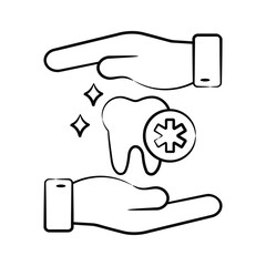 Dental health icon creatively designed in  hand drawn  style