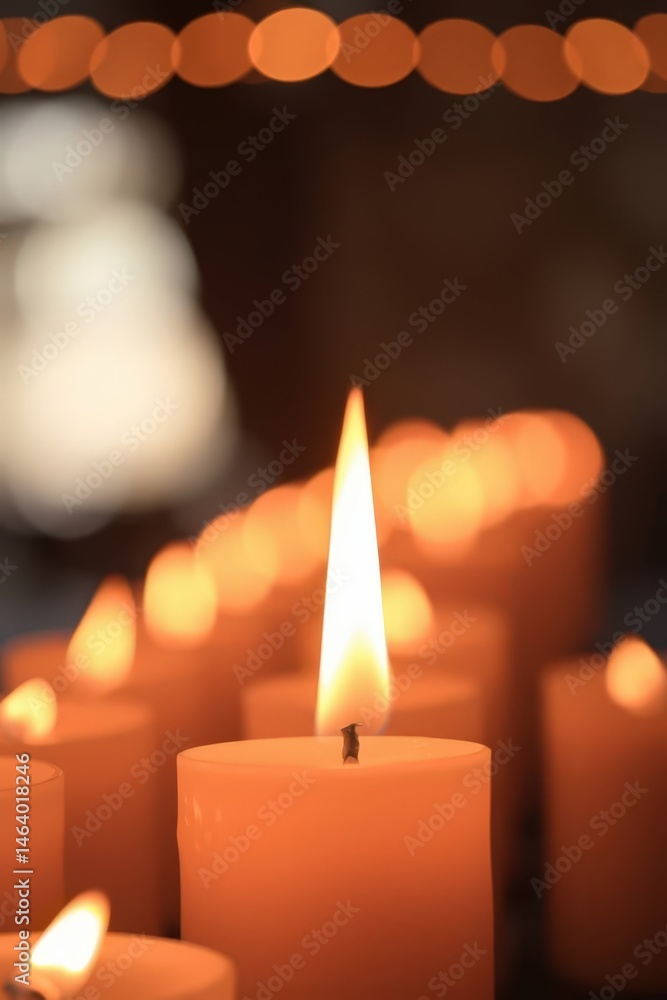 Poster illuminating tranquility with flickering candlelight in a serene setting at dusk
