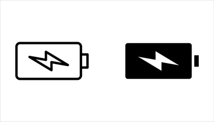 Battery icon set, battery charging sign and symbol on white background