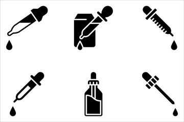 Dropper icon set. Pipette signs collection on white background