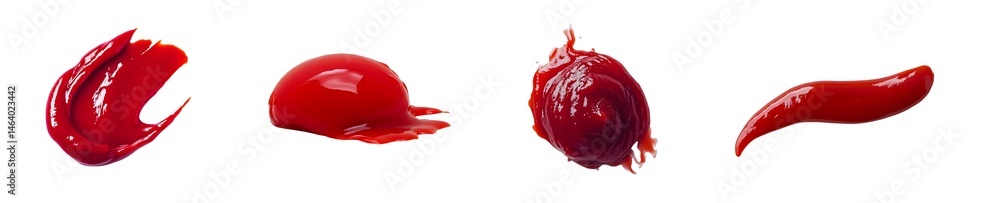 Poster multiple red paint strokes isolated on transparent background