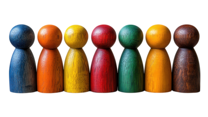 Collection of Wooden Figures in Vibrant Colors 