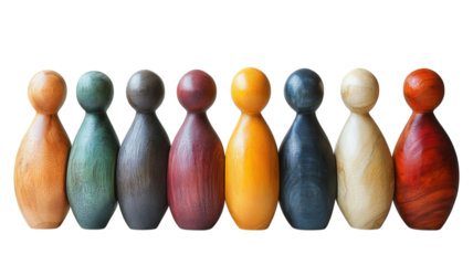 Collection of Wooden Figures in Vibrant Colors 