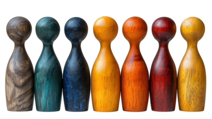 Collection of Wooden Figures in Vibrant Colors 